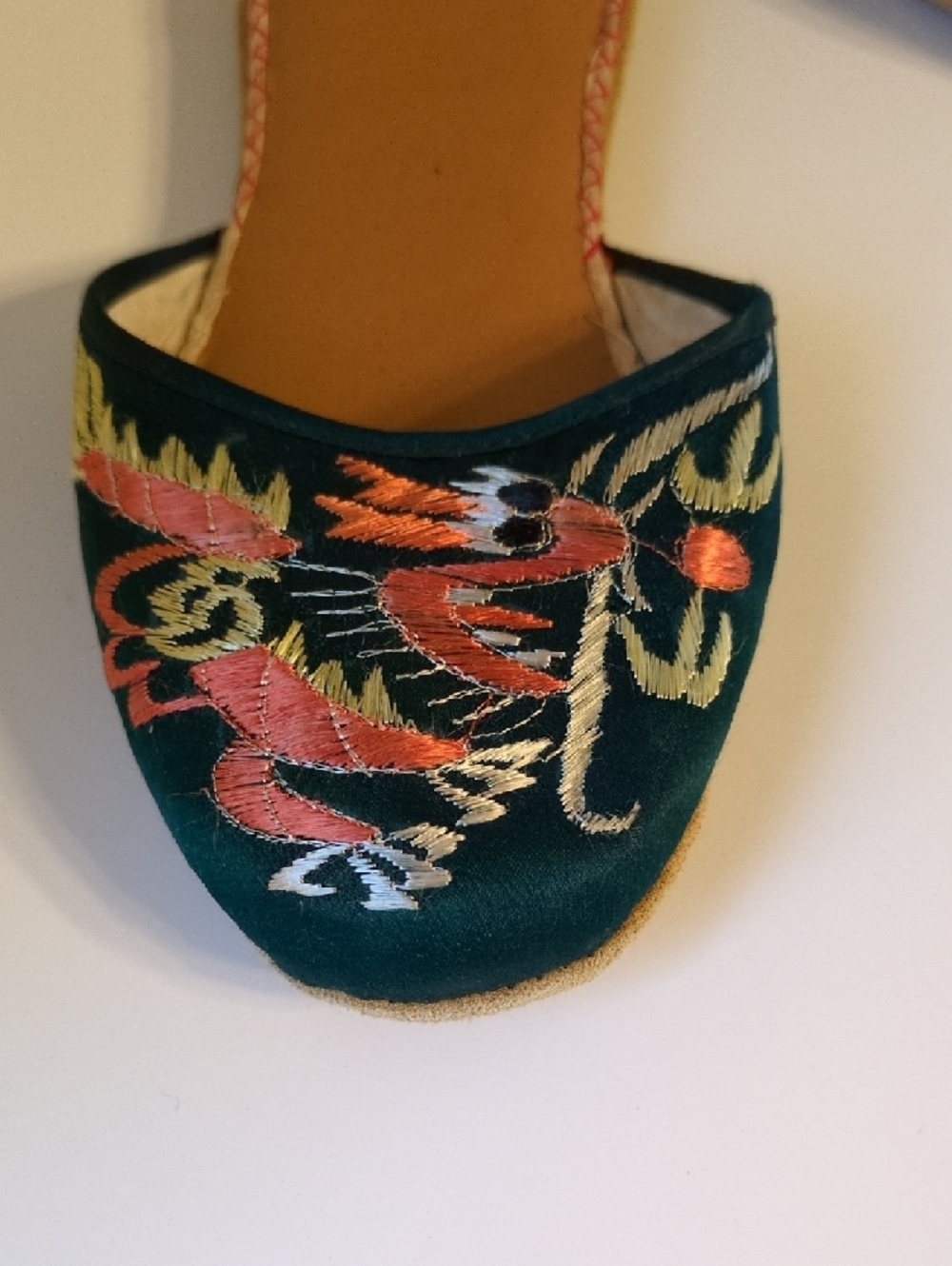 Embroidered Dragon Slip-On Women's Mules
